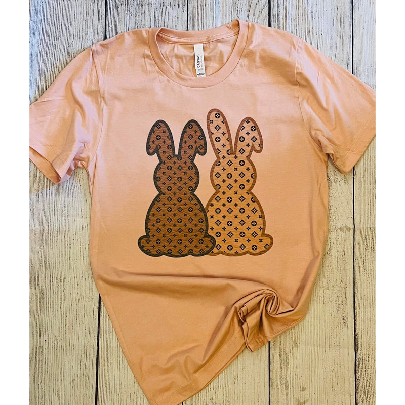 Inspired Bunny Peach Tee - Rhinestone Gal