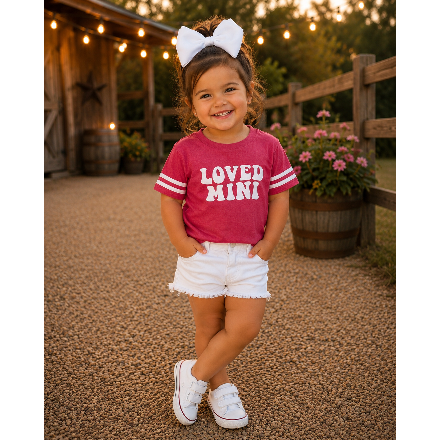 Girls Loved Mini Pink Varsity Tee