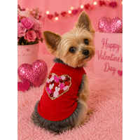 Valentine Red Dog Tee – Heart Patch or Rhinestone Wings
