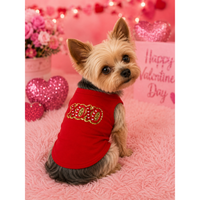 Valentine Red Dog Tee – Heart Patch or Rhinestone Wings