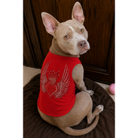 Valentine Red Dog Tee – Heart Patch or Rhinestone Wings