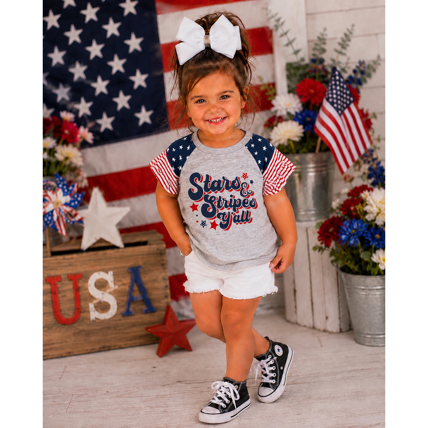 Girls Stars & Stripes Y’all Graphic Tee