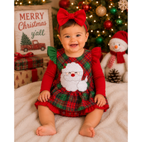 Santa Baby Plaid Ruffle Onesie