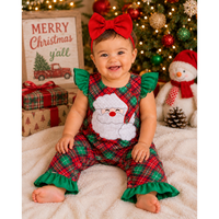 Santa Plaid Ruffle Santa Applique Jumper