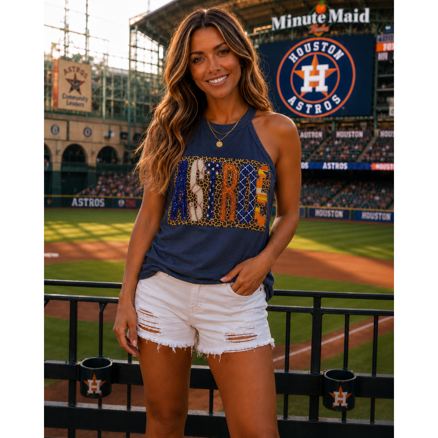 Astros Double Stacked Letter Tank Top