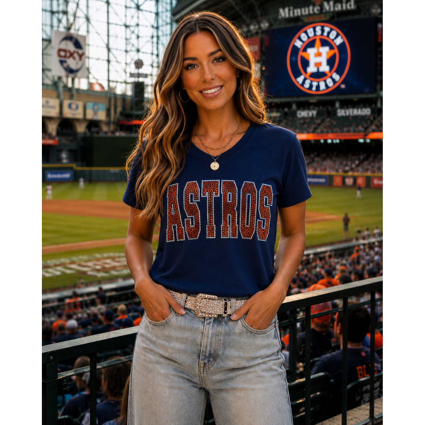 Astros Bling Spangle Tee – Bella Canvas (Small Only)