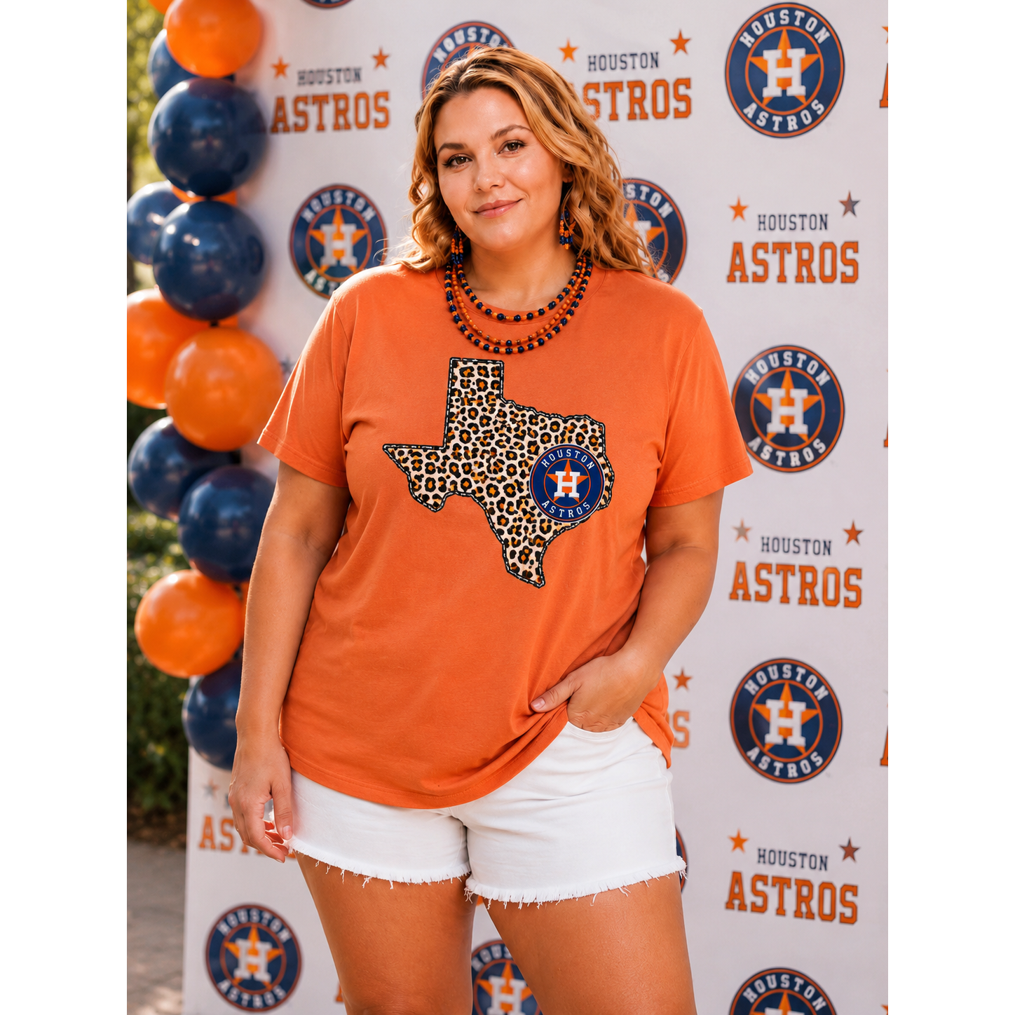 Leopard Texas Houston Astros Orange Game Day Tee