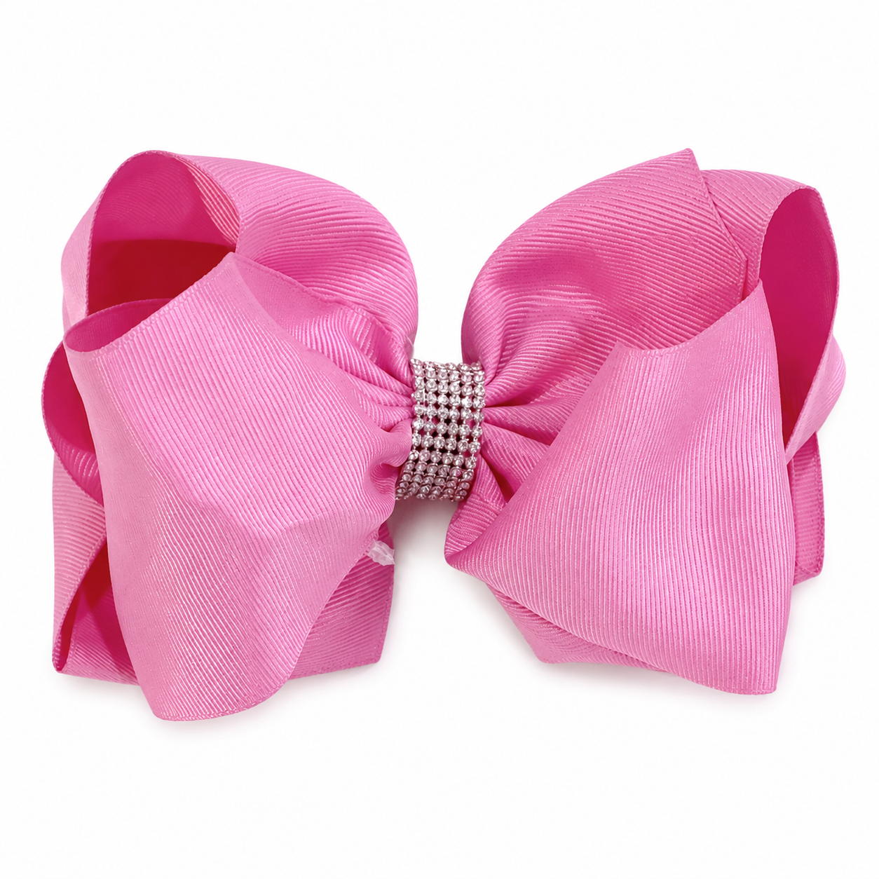 Rose Bloom Double Layer Hair Bow with Rhinestone Center