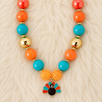 Girls Turkey Bubble Necklace – Multicolor Chunky Bead Fall Jewelry