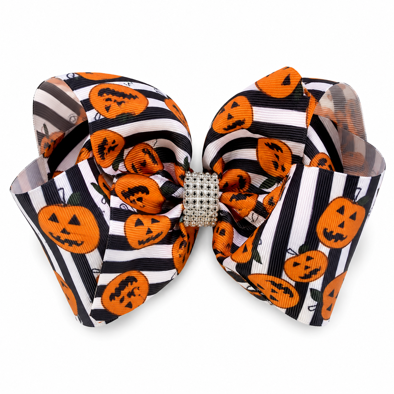 Halloween Pumpkin Rhinestone Hair Bow