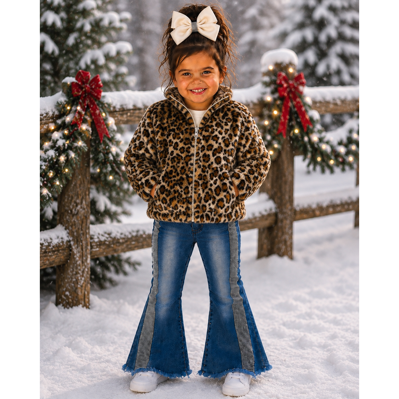 Girls Leopard Print Fleece Jacket
