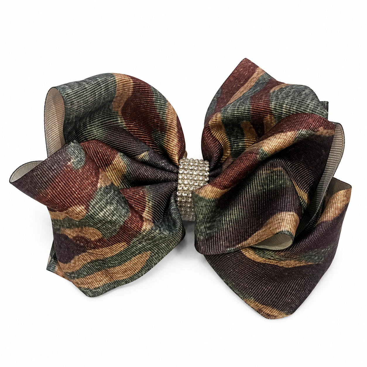 Girls Camouflage Rhinestone Hair Bow
