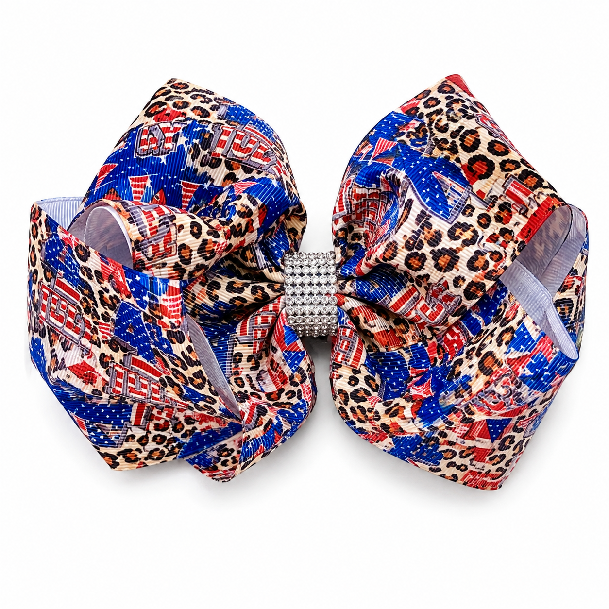 Patriotic Leopard Print 4th of July Hair Bow – Rhinestone Center