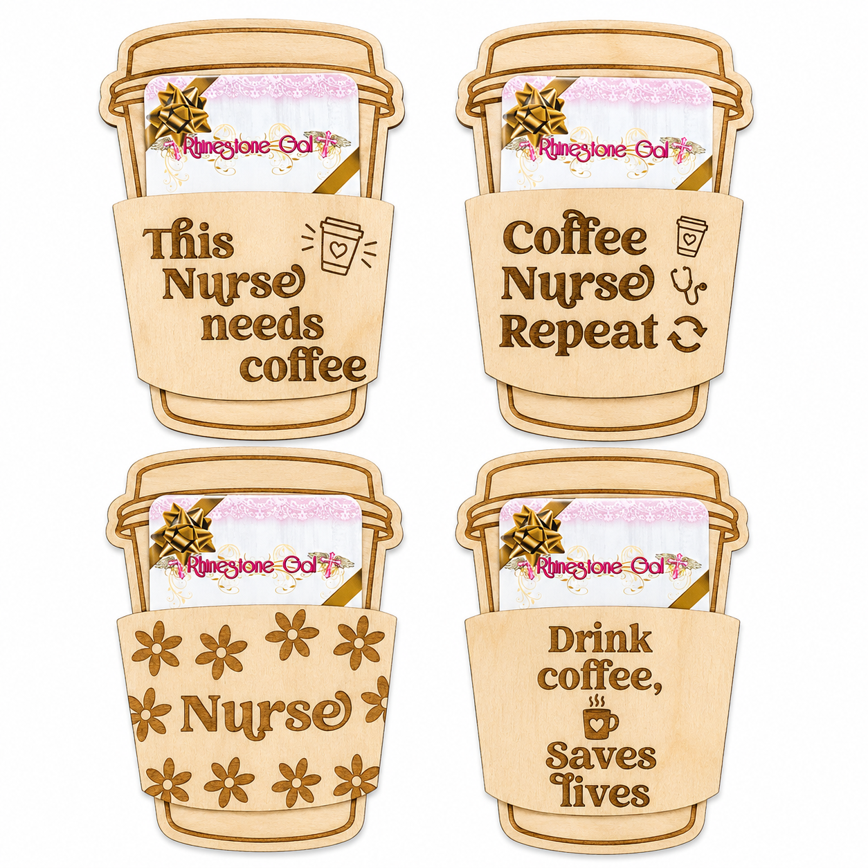 Nurse-Themed Wooden Gift Card Holders