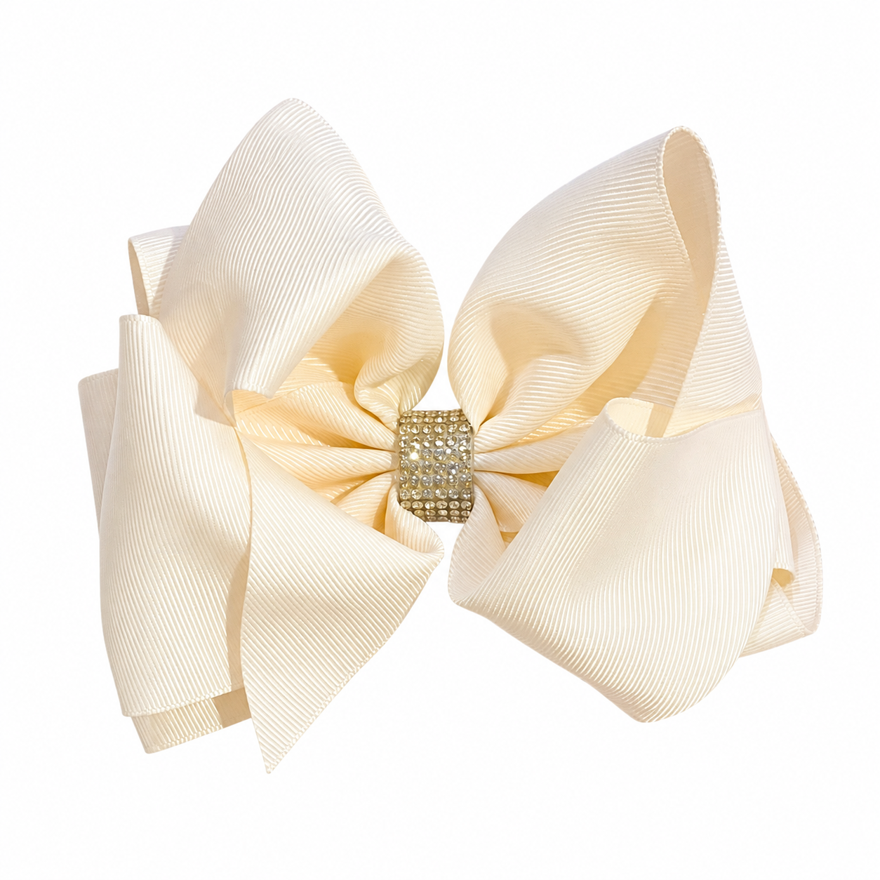 Large Cream Rhinestone Hair Bow