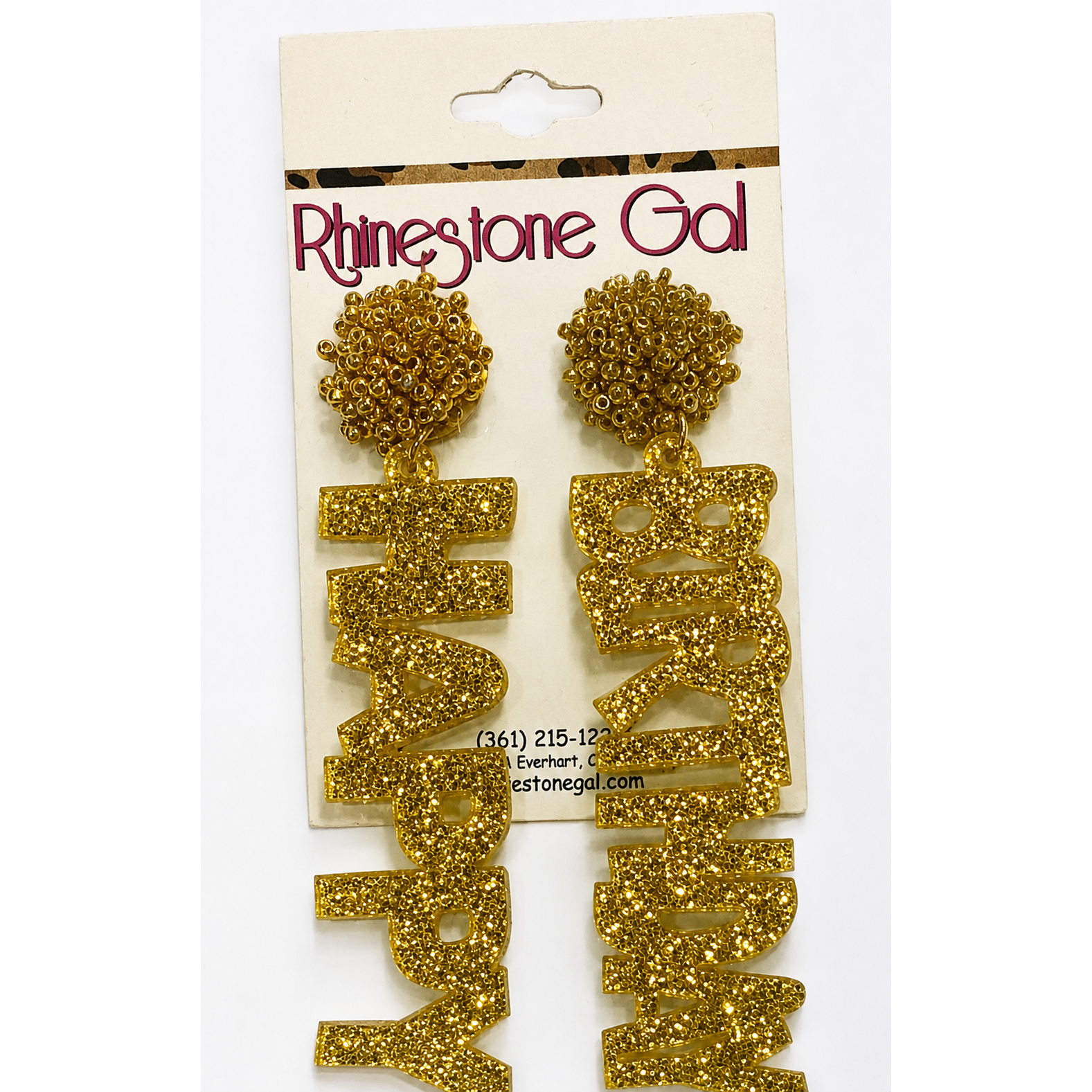 Glittery "Happy Birthday" Statement Earrings