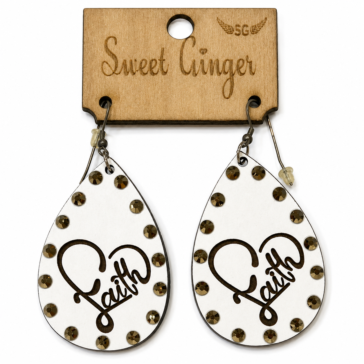 Faith Etched Teardrop Earrings