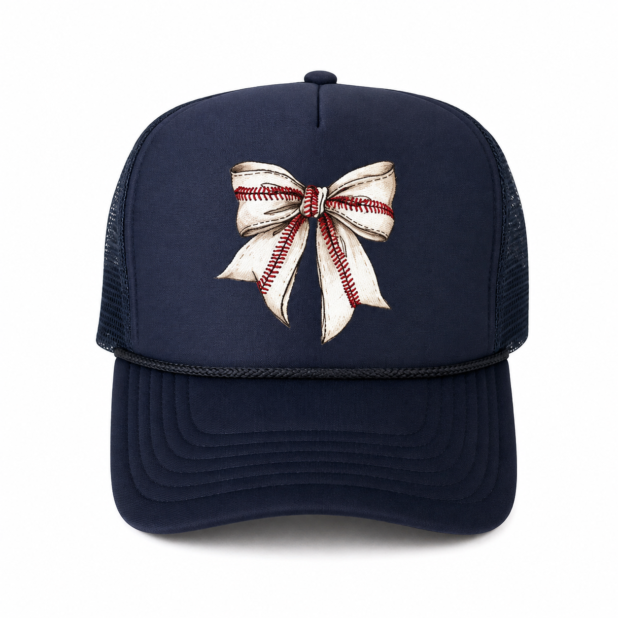 Black Baseball Bow Trucker Hat
