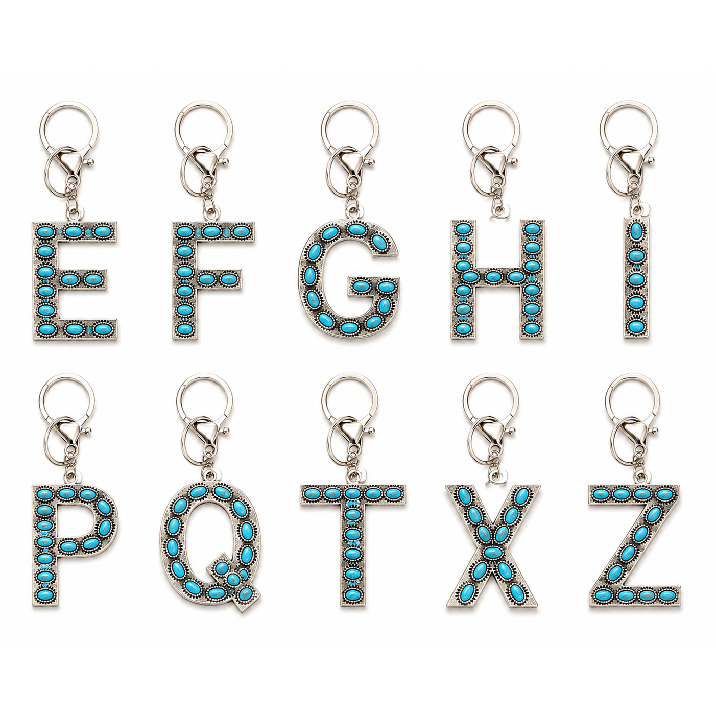 Turquoise Initial Keychain – Western Charm