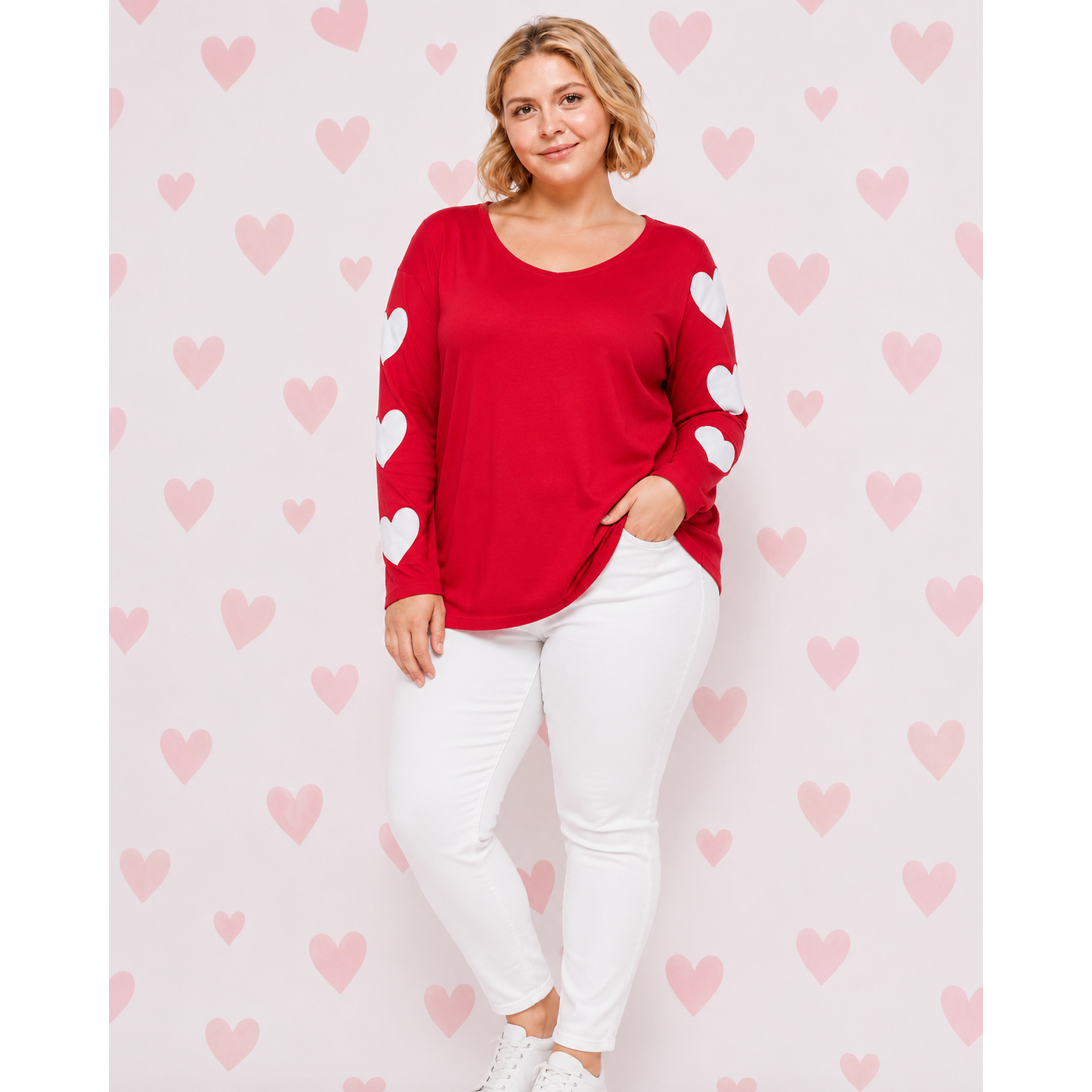 Red Heart Sleeve Top