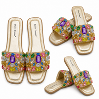 Pierre Dumas Multicolor Gem Slide Sandals