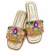 Pierre Dumas Multicolor Gem Slide Sandals
