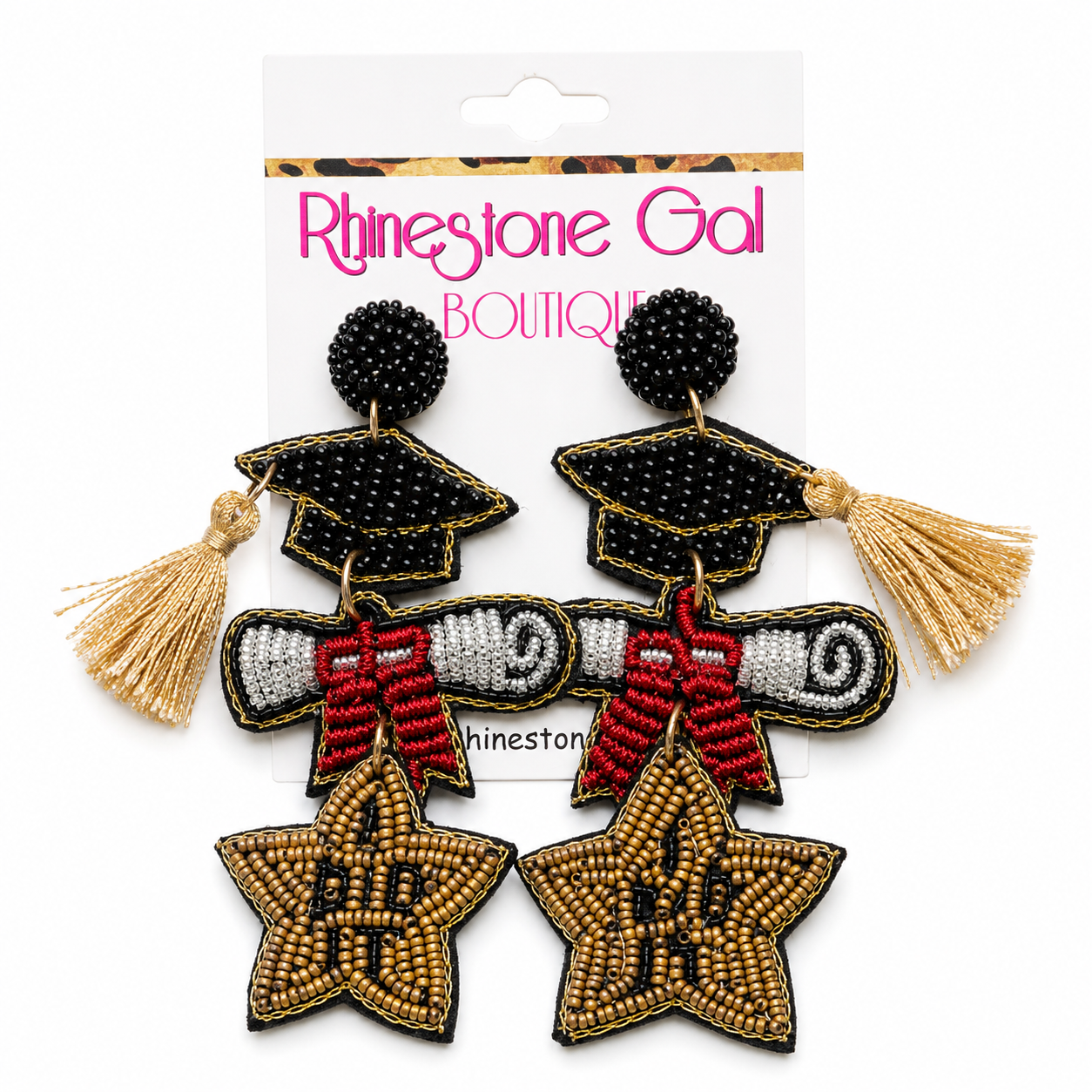“I Did It” Graduation Beaded Earrings – Statement Style with Sparkle