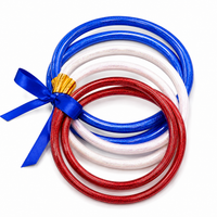 Red, White & Blue Glitter Jelly Bangle Set – 6 Piece