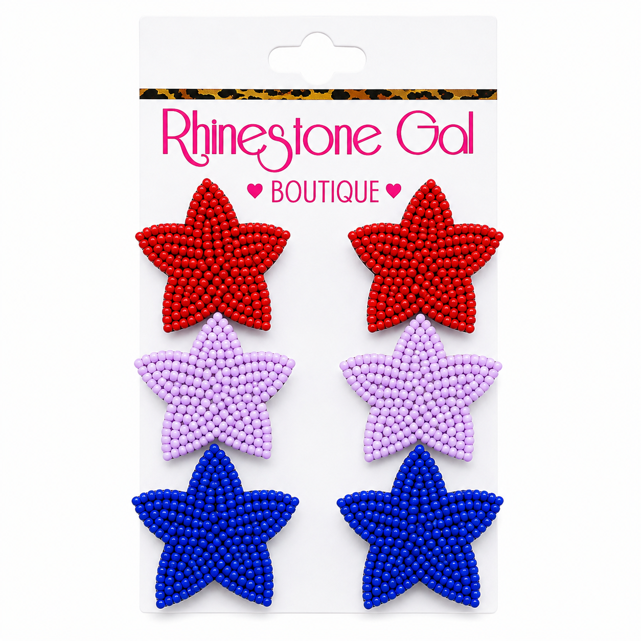 American Star Beaded Earrings – Red, White & Cute!