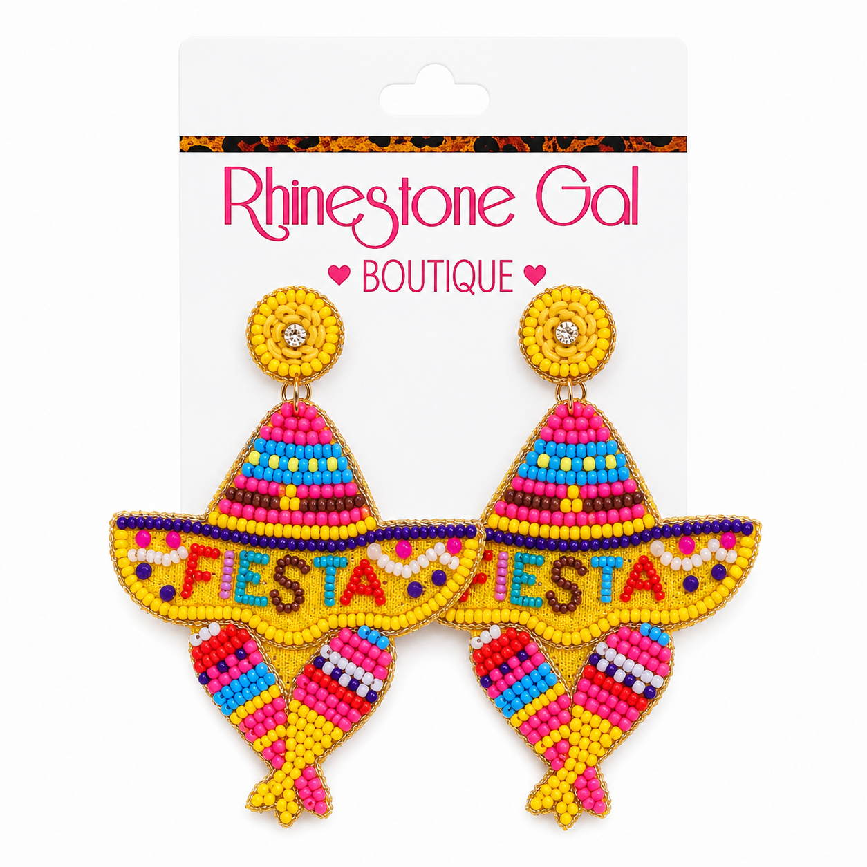 Fiesta Sombrero & Maracas Beaded Earrings