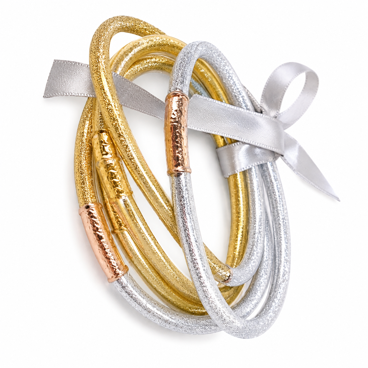 Gold & Silver Sparkle Jelly Bracelet Set