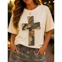 Cream Camo Cross Graphic Tee