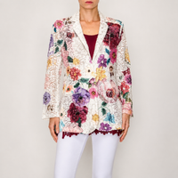Beige Lace Floral Blazer