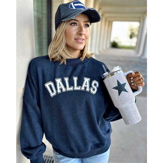 Crystal with Midnight Blue Star 40 oz Rhinestone Tumbler