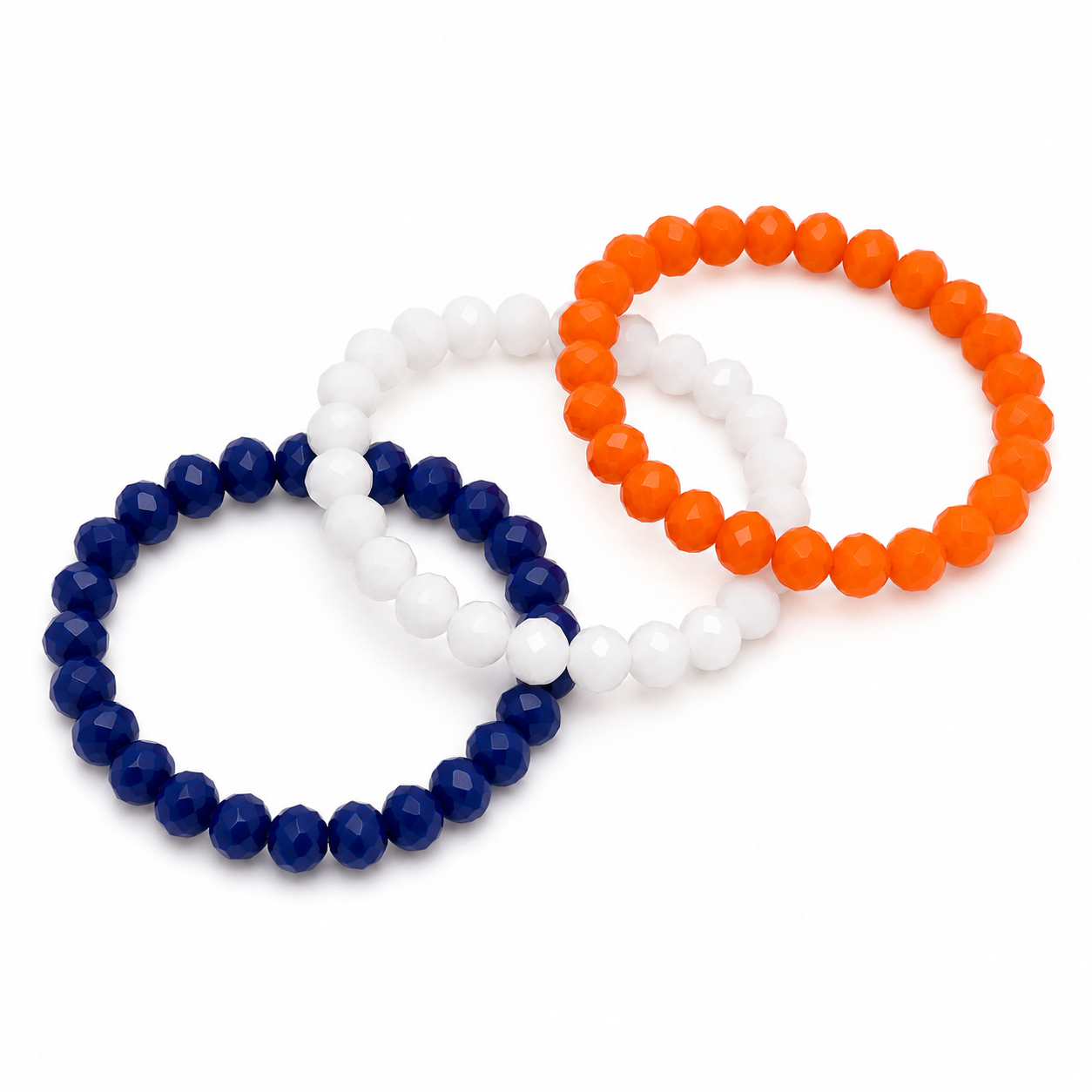 Astros Inspired Crystal Bracelet Set – Blue, Orange & White