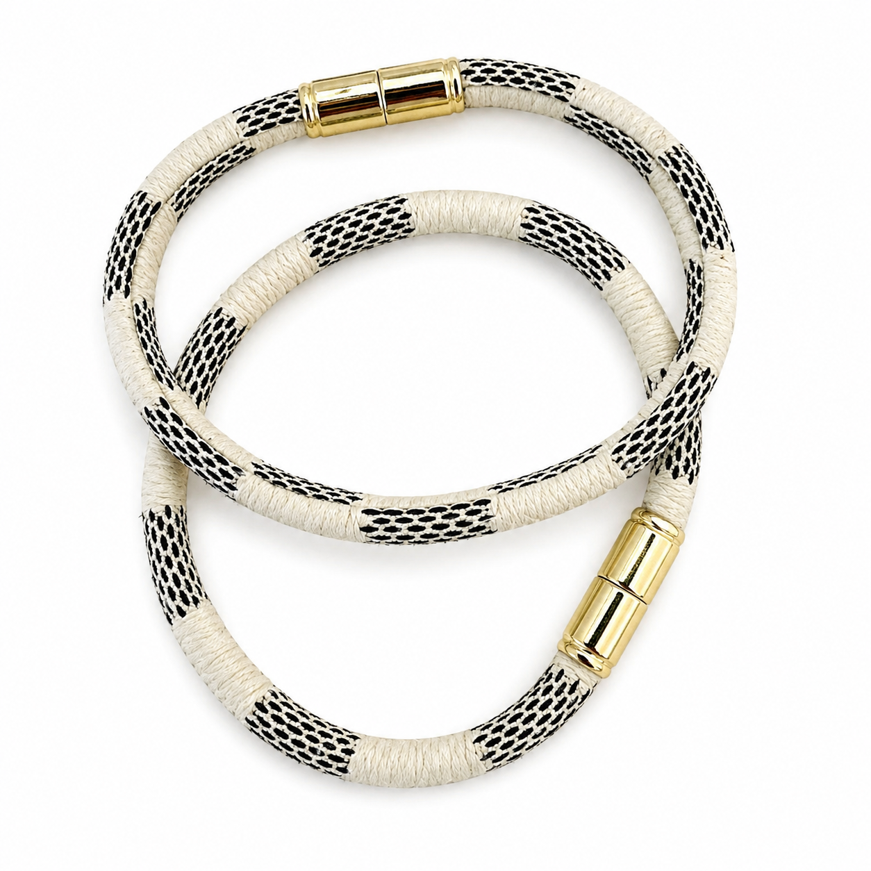 White Checkered Magnetic Clasp Statement Bracelet