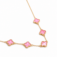 Pink Shell Clover Charm Necklace
