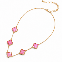 Pink Shell Clover Charm Necklace