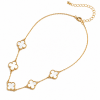 White Shell Clover Charm Necklace