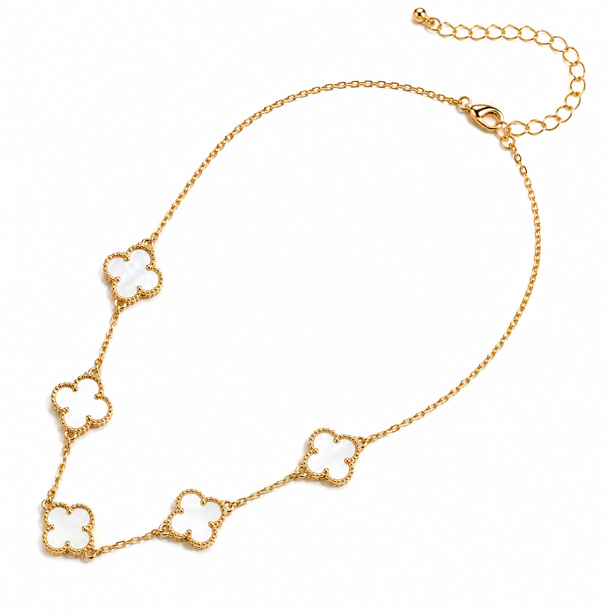 White Shell Clover Charm Necklace