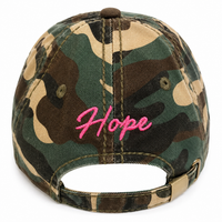 Distressed Pink Ribbon “Hope” Camo Baseball Cap
