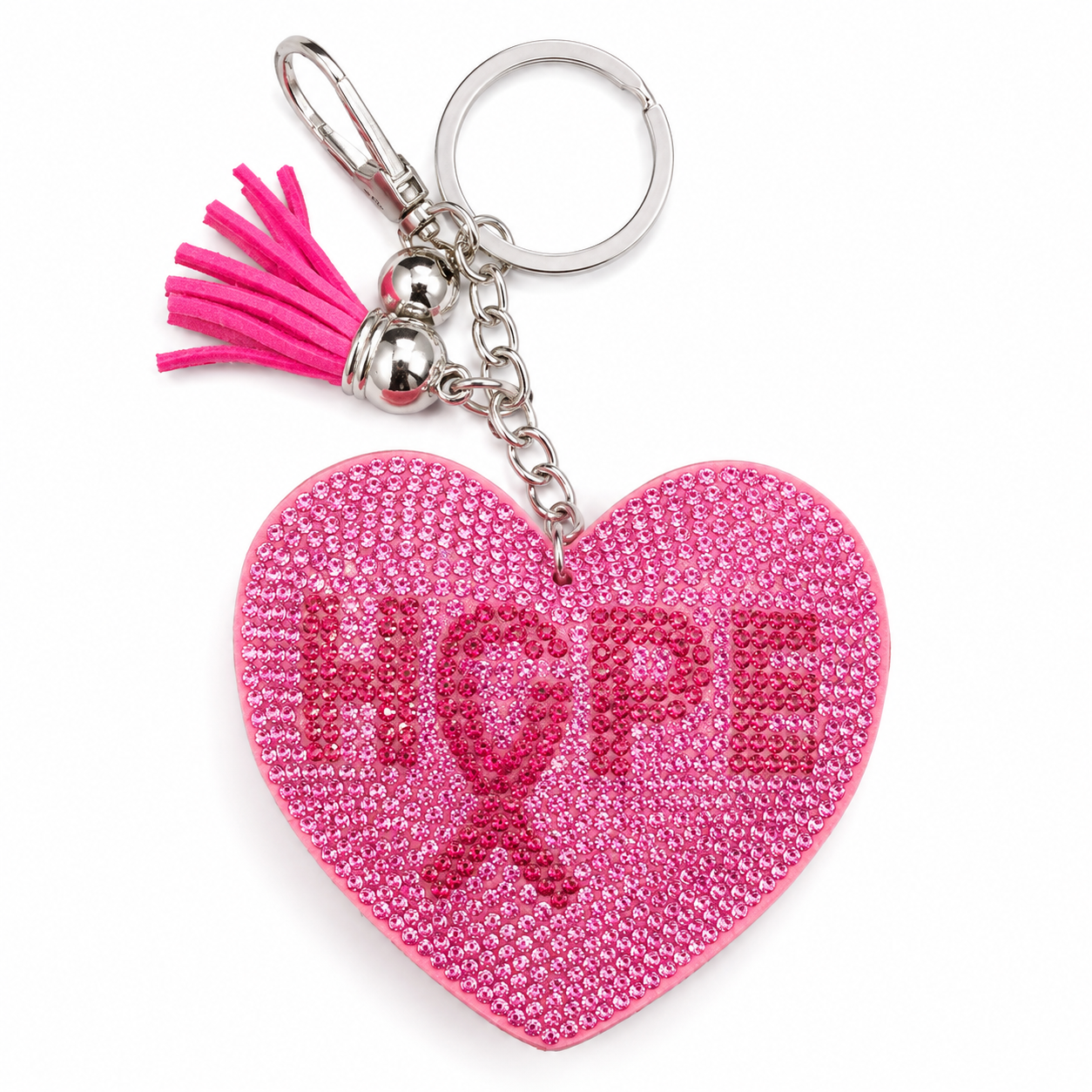 Hope Rhinestone Heart Keychain