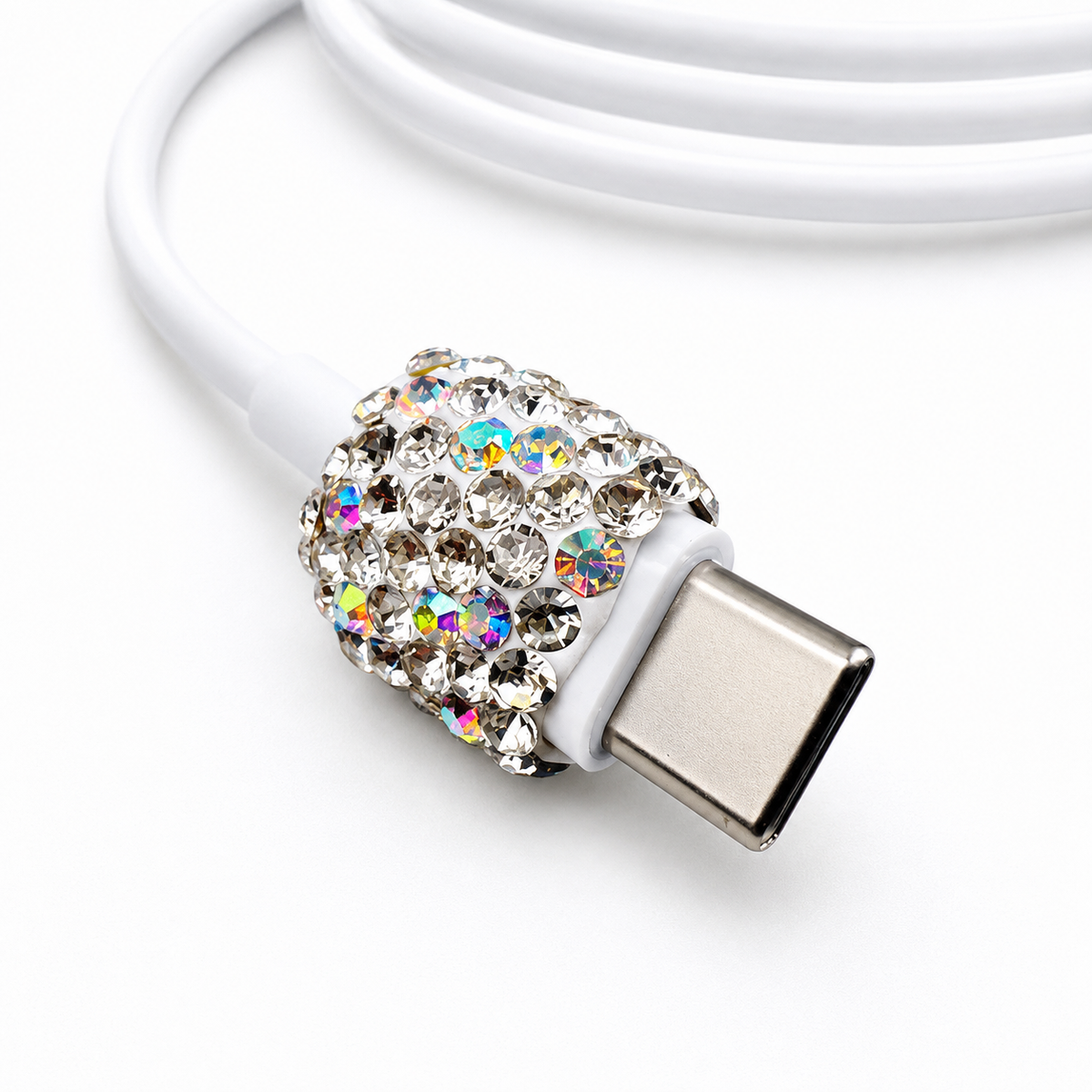 Rhinestone Clear Bling USB Charger Cable