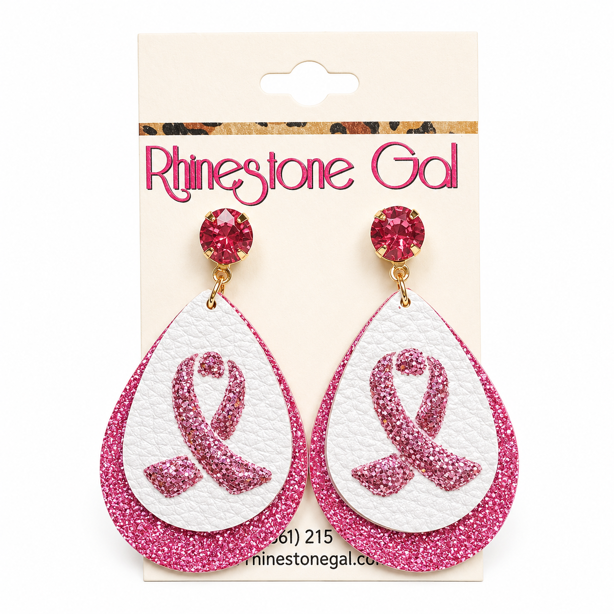 Breast Cancer Glitter Teardrop Earrings