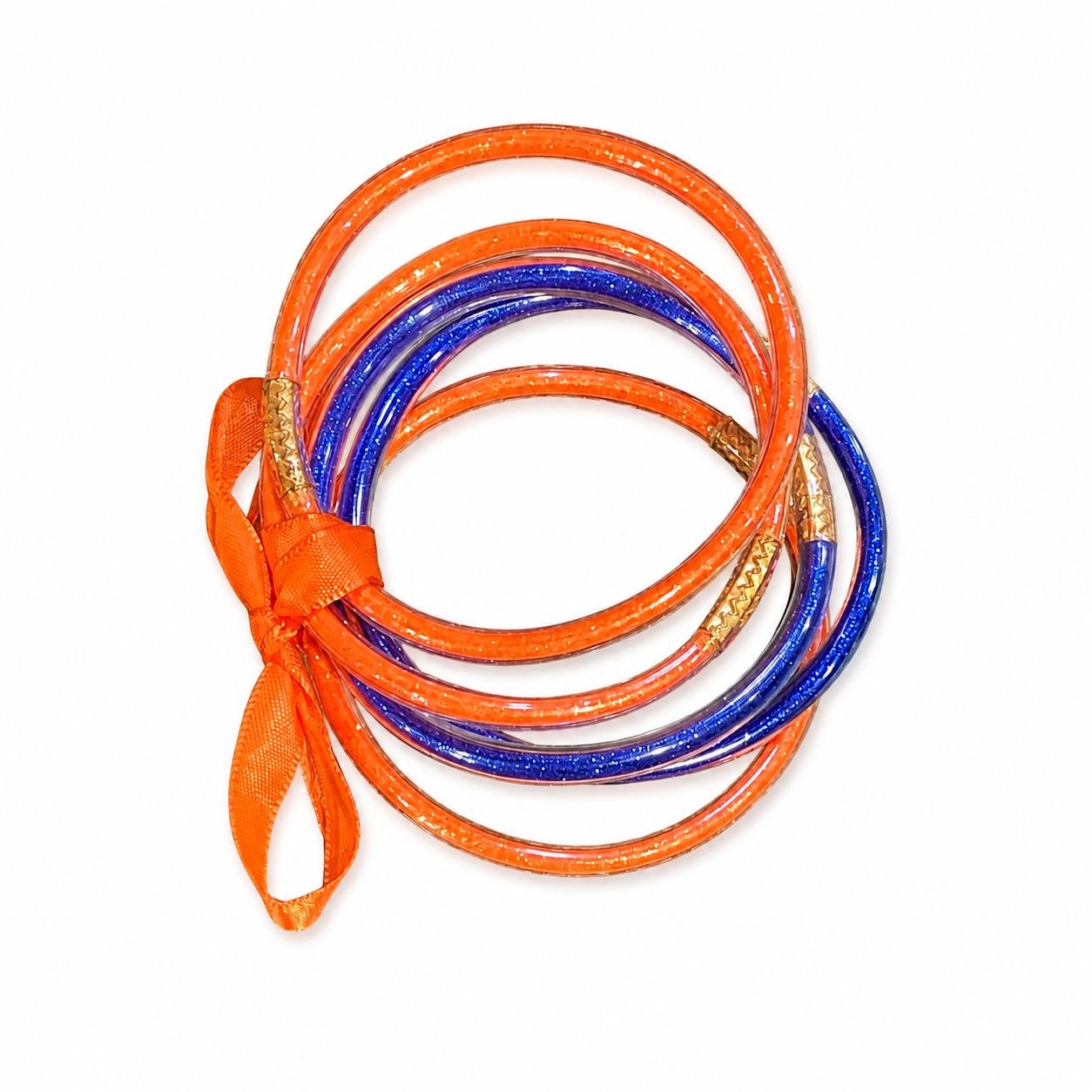 Orange & Blue Sparkle Jelly Bracelet 5pc Set
