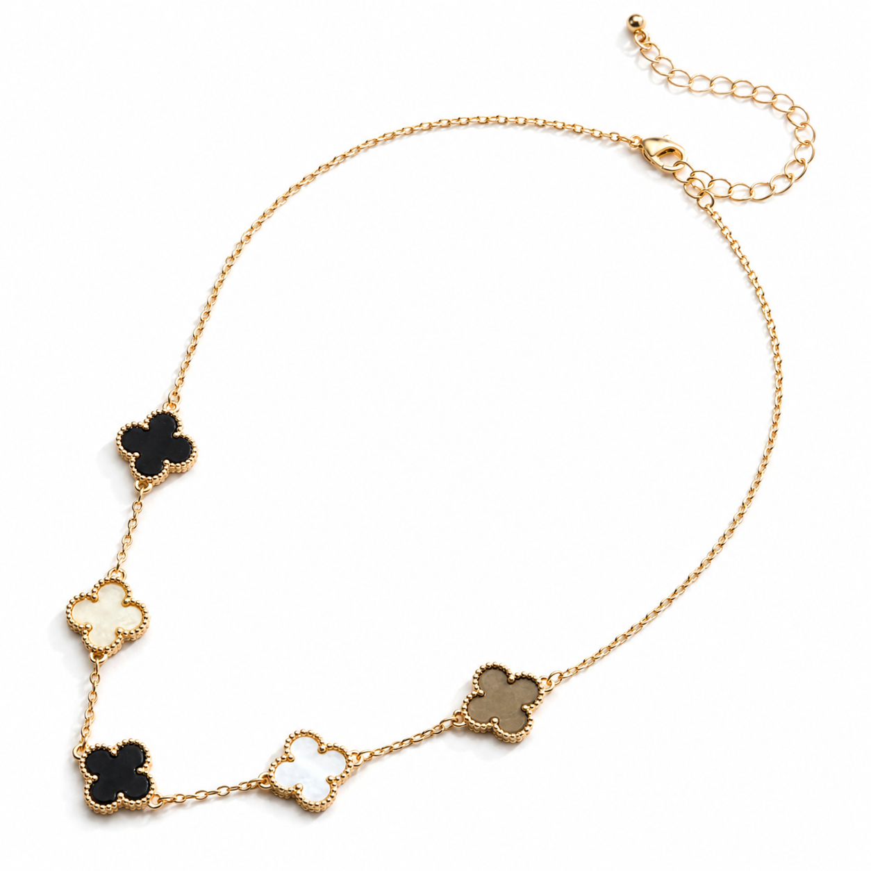 Neutral Multi Shell Clover Necklace