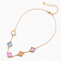 Light Multi Shell Clover Necklace