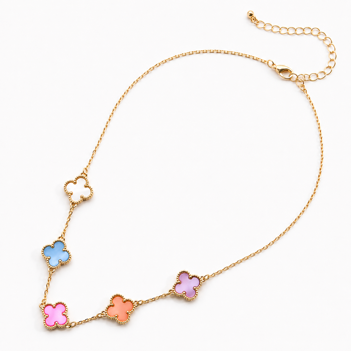 Light Multi Shell Clover Necklace