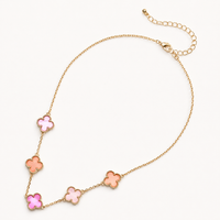 Multi Pink Shell Clover Necklace