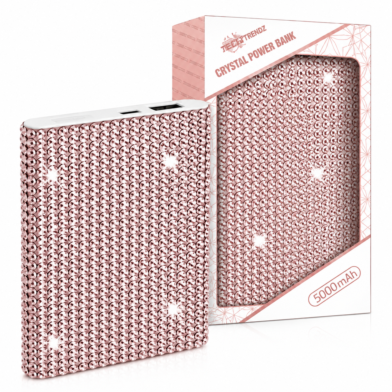 Rhinestone Crystal Power Bank – 10,000 mAh Dual USB Charger